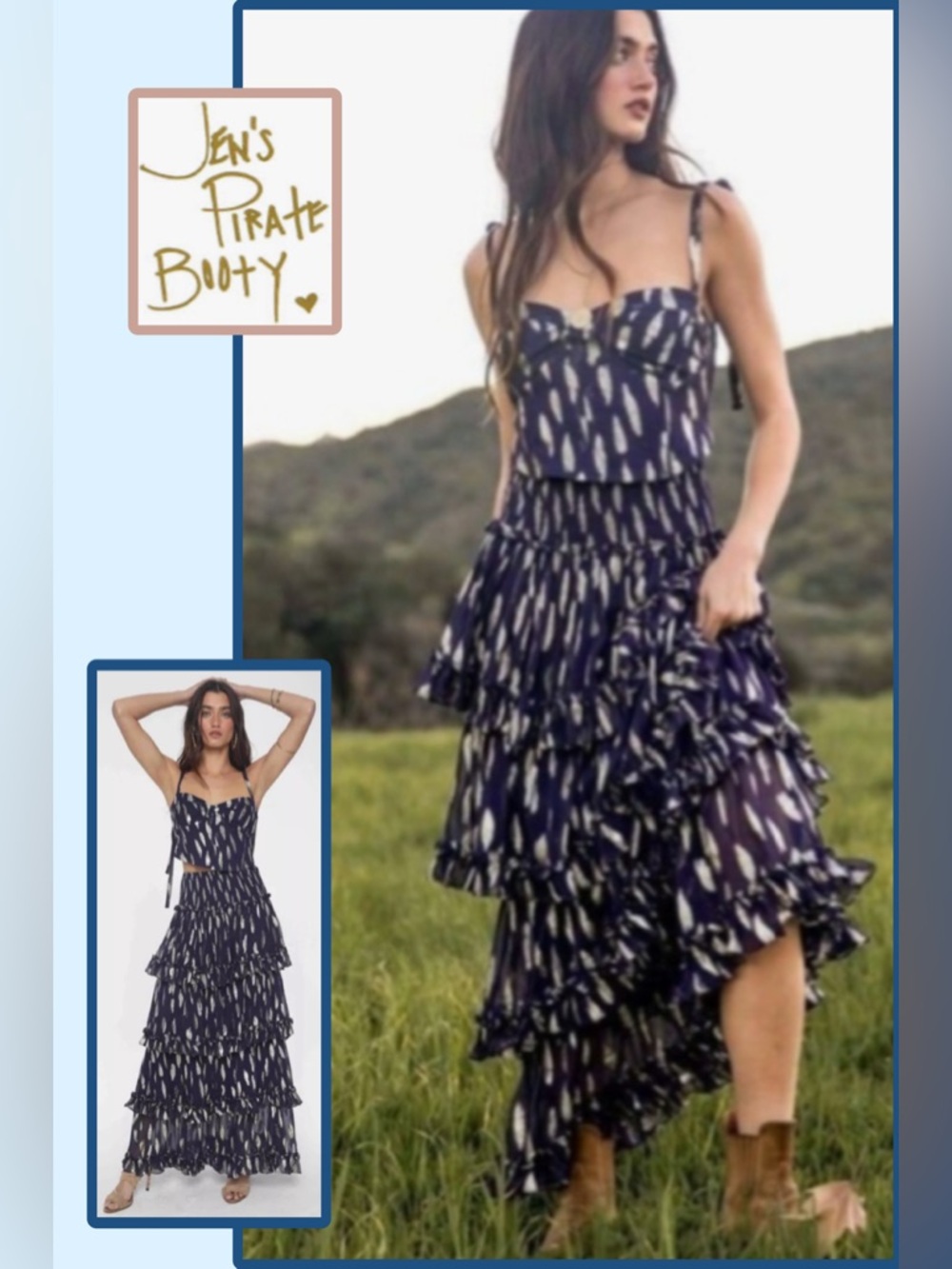 NWT! Free People x Jen's Pirate Booty Solar SET Witching Hour Navy Large